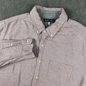 Alex Mill Mens Button Up Shirt Long Sleeve Checkered Cotton Preppy Work Sz Large